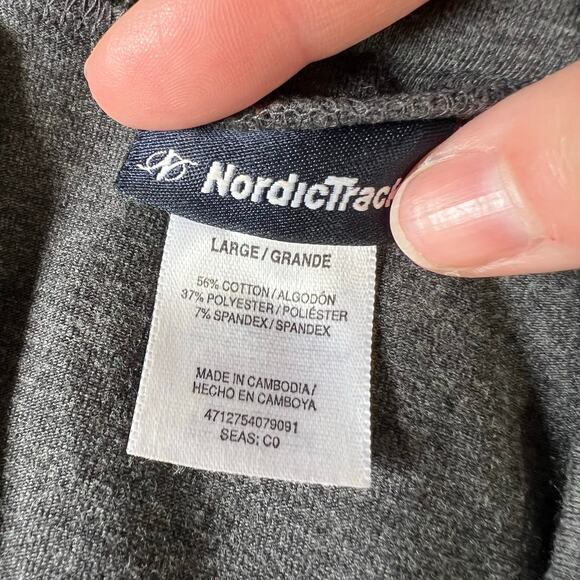 NordicTrack Womens Faux Wrap Athletic Sweatshirt Pullover Stretch Gray Large - Picture 7 of 8